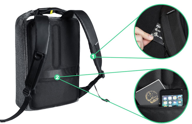 Рюкзак антивор Bobby Urban Grey Серый XD Design P705.642 - карманы с RFID-защитой