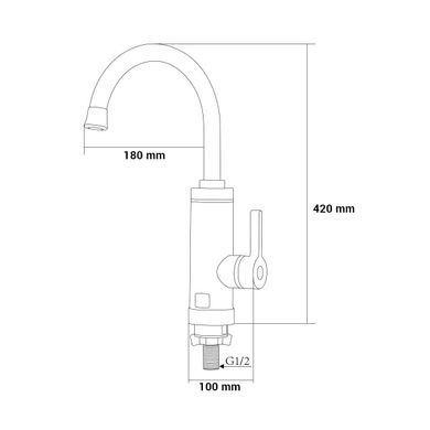 Фотографія Кран-водонагрівач проточний Aquatica HZ-6B143C 3 кВт для кухні гусак вухо на гайці