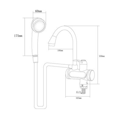 Фотографія Кран-водонагрівач проточний Aquatica JZ-6C141W 3 кВт для ванни гусак вухо на гайці