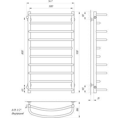 Рушникосушка Laris Євромікс П10 500х900 б/п 1/2" мц 800 (71207370)