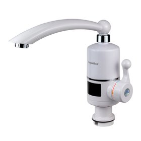 Кран-водонагреватель проточный Aquatica NZ-6B242W 3 кВт для кухни гусак прямой на гайке с дисплеем фото