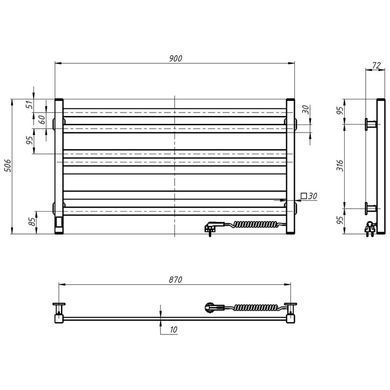 Полотенцесушитель Navin Авангард 900х500 Sensor, правый (12-128053-9050)