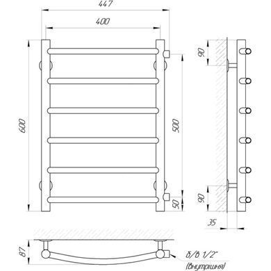 Полотенцесушитель Laris Классик П6 400х600 б/п 1/2" мц 500 (71207591)