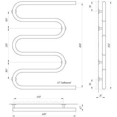 Полотенцесушитель Laris Змеевик 32 РС5 600x800 (71207233)