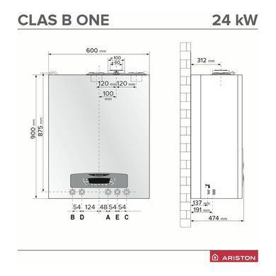 Газовий котел Ariston Clas B One WIFI 24 з баком на 40 л (3302127)