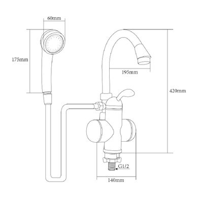 Фотографія Кран-водонагрівач проточний Aquatica LZ-6C111W 3 кВт для ванни гусак вухо на гайці
