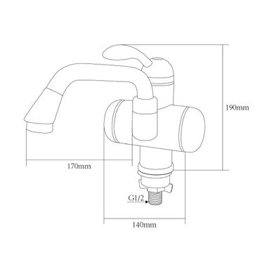 Фотографія Кран-водонагрівач проточний Aquatica LZ-5A211W 3 кВт для раковини гусак вигнутий довгий на гайці