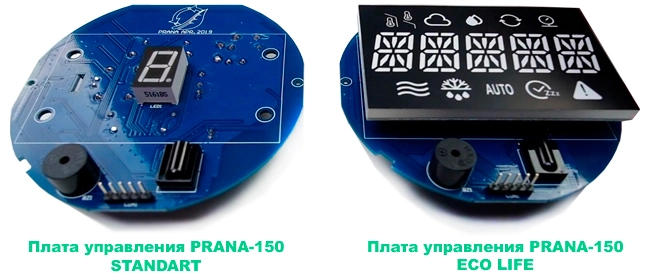 Отличие плат управлениx рекуператоров Prana