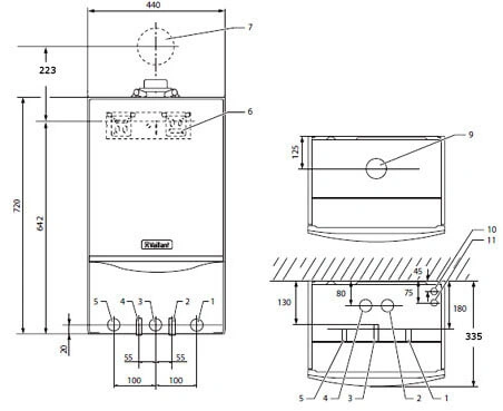 Габаритные размеры газового котла Vaillant ecoTEC plus VU 656/5-5